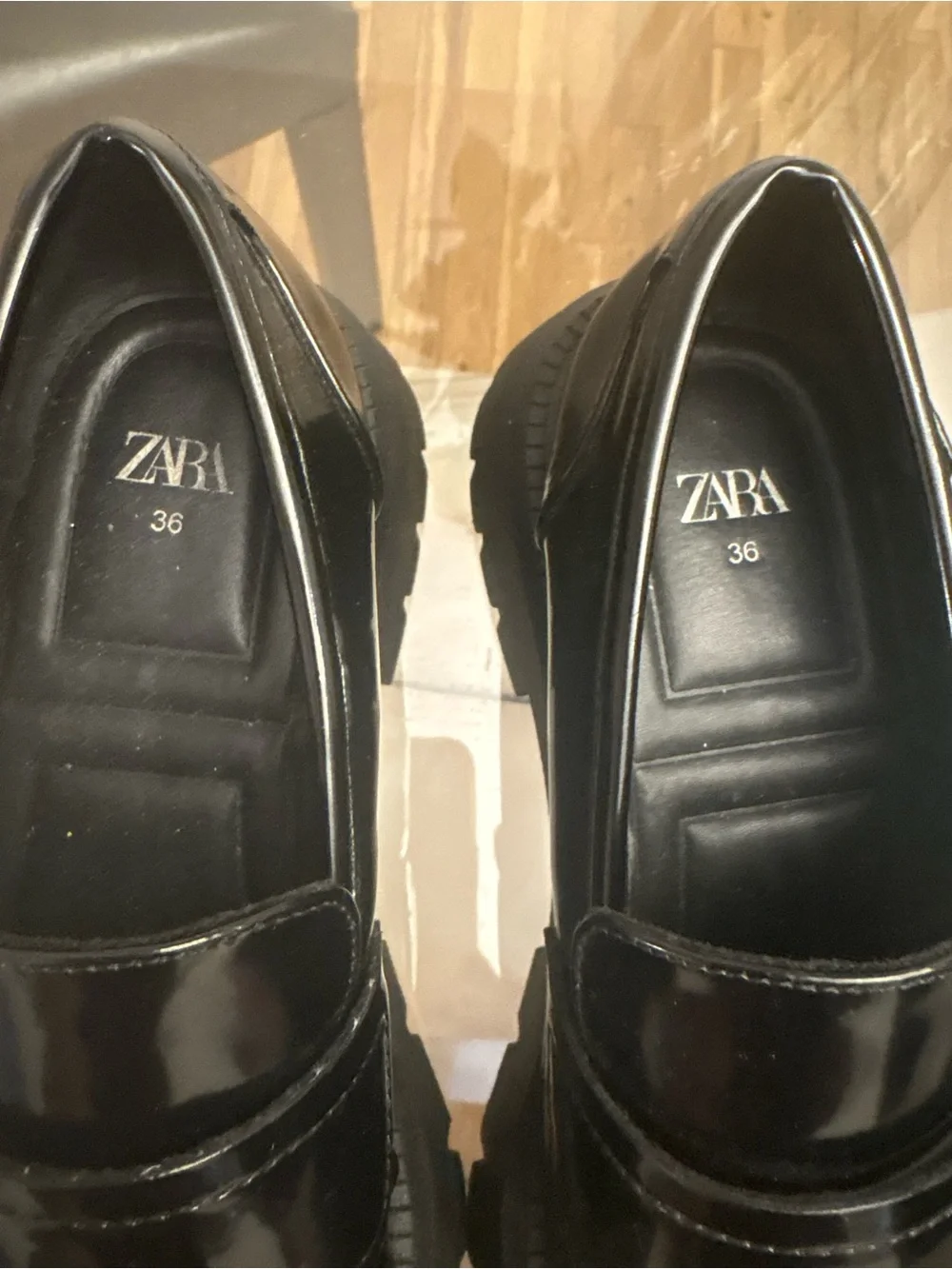 Black Chunky Platform Penny Loafers for Women size 36